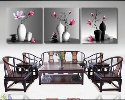 File gốc Tranh bộ 3 bình hoa DC108 (cho in ấn) độc quyền