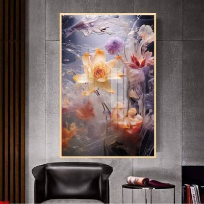File gốc File gốc in bộ tranh decor treo tường đẹp hoa 5d DC1301 (in tráng gương) hiện đại