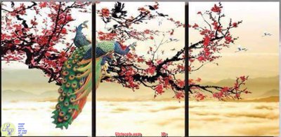 File tranh Tranh chim công và cây DC137 (gốc) chủ đề trừu tượng