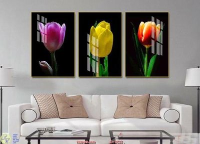 File PSD Tranh bộ 3 hoa tuy lip DC15 (gốc) tách lớp chi tiết