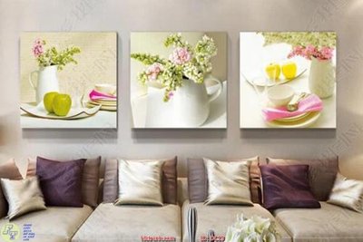 Mua file gốc Tranh bộ 3 bình hoa xanh DC19 (in ấn) tại Filetranh.com