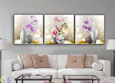 Tải file gốc Tranh bộ ba hoa tím DC198 dùng cho in ấn