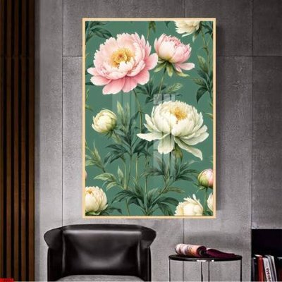 File tranh File gốc in bộ tranh decor treo tường đẹp hoa 5d DC2228 (gốc) in trên kính