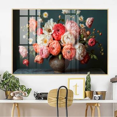 File tranh File gốc in bộ tranh decor treo tường đẹp hoa 5d DC2914 (bản gốc) in lụa 3D