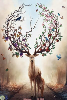 File tranh PSD Tranh hươu DC303 chất lượng cao
