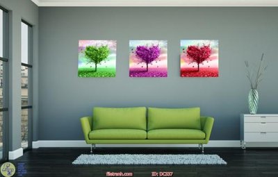 Ảnh gốc Tranh bộ ba cây màuDC337 (độ nét cao) in mica