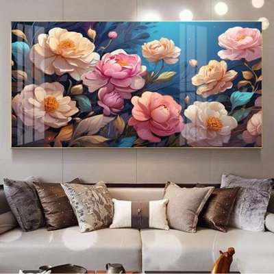 File tranh File gốc in bộ tranh decor treo tường đẹp hoa 5d DC3371 (bản gốc) in lụa 3D