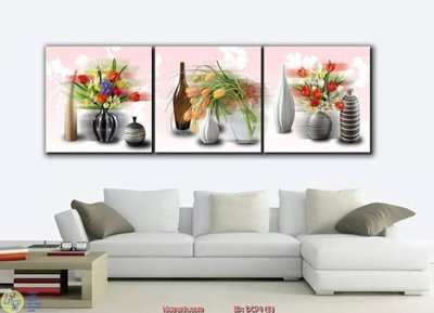 Download file ảnh gốc Tranh bộ ba bình hoa DC74 để in ấn
