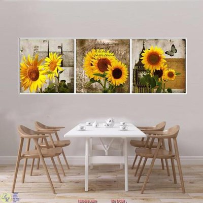 Mua file gốc Tranh treo bộ 3 hoa hướng dương DC86 (chất lượng) tại Filetranh.com
