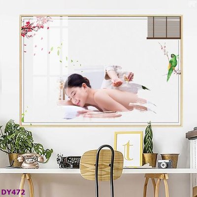 File gốc Tranh trang trí đông y dưỡng sinh spa môi mi DY472 (in lụa) hoa văn cổ điển