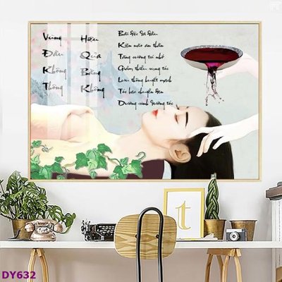 Download file gốc Tranh trang trí đông y dưỡng sinh spa môi mi DY632 (in lụa) hoa lá