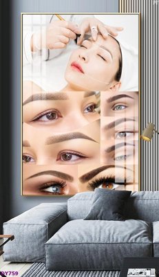 Download file gốc Tranh trang trí đông y dưỡng sinh spa môi mi DY759 (in lụa) hoa lá