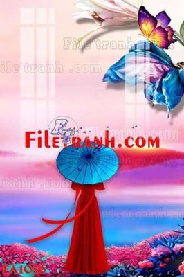 File tranh File gốc in bộ tranh decor treo tráng gương canvas FA1056 (bản gốc) in lụa 3D
