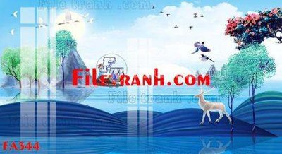 File in trần File gốc in bộ tranh decor treo tráng gương canvas FA344 (bản gốc) mây trời