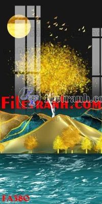 File gốc File gốc in bộ tranh decor treo tráng gương canvas FA380 (in lụa) họa tiết 3D