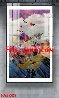 File tranh File gốc in bộ tranh decor treo tráng gương canvas FA5027 (bản gốc) in lụa dán tường