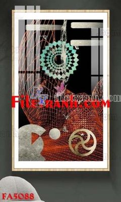 File in trần File gốc in bộ tranh decor treo tráng gương canvas FA5088 (file gốc) hoa văn 3D