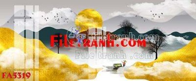 File tranh in trần 3D File gốc in bộ tranh decor treo tráng gương canvas FA5319 (ảnh gốc)