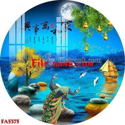 File gốc File gốc in bộ tranh decor treo tráng gương canvas FA5375 (in lụa) họa tiết 3D