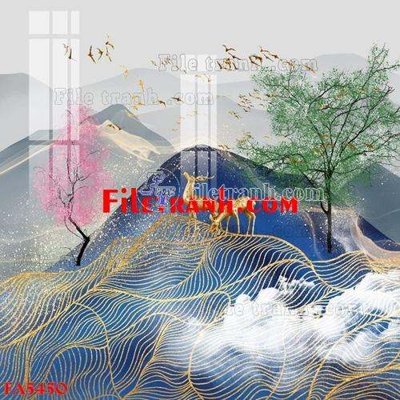 File in mica File gốc in bộ tranh decor treo tráng gương canvas FA5450 (bản gốc) làm vách ngăn