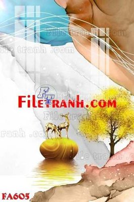 File tranh File gốc in bộ tranh decor treo tráng gương canvas FA605 (bản gốc) in lụa dán tường
