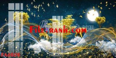 File gốc File gốc in bộ tranh decor treo tráng gương canvas FA6208 (in lụa) tranh thuận buồm