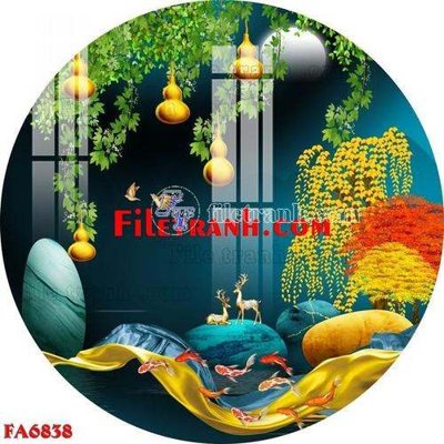 File tranh File gốc in bộ tranh decor treo tráng gương canvas FA6838 (file gốc) chủ đề phong thủy