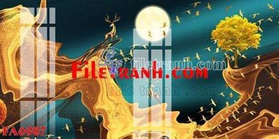 Tải file File gốc in bộ tranh decor treo tráng gương canvas FA6987 (gốc) chủ đề hoa sen