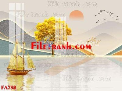 File tranh File gốc in bộ tranh decor treo tráng gương canvas FA758 (gốc) in vải canvas