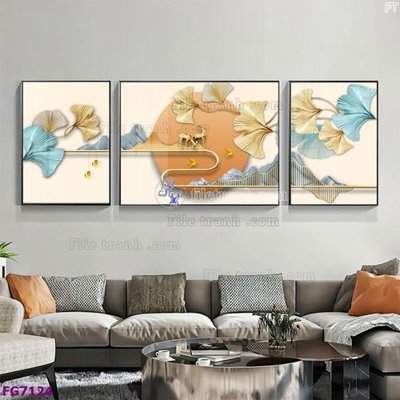 File in ấn File bộ tranh tráng gương hiện đại FG7124 (bản gốc) cao cấp