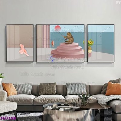 File tranh gốc File bộ tranh tráng gương hiện đại FG7198 (bản quyền) độc đáo