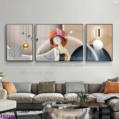 File in lụa File bộ tranh tráng gương hiện đại FG7202 (hoa văn) File bộ tranh tráng gương hiện đại FG7202