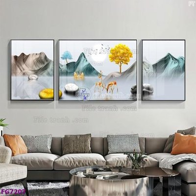 File in trần File bộ tranh tráng gương hiện đại FG7207 (bản gốc) phong cảnh