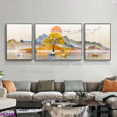 File gốc File bộ tranh tráng gương hiện đại FG7214 (trang trí) phòng làm việc