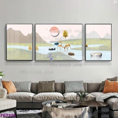 File in lụa File bộ tranh tráng gương hiện đại FG7222 (chất lượng cao) File bộ tranh tráng gương hiện đại FG7222