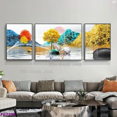 Ảnh gốc File bộ tranh tráng gương hiện đại FG7299 (độ nét cao) in tráng gương