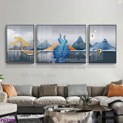 Download file gốc File bộ tranh tráng gương hiện đại FG7309 (in lụa) cao cấp