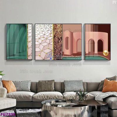 File gốc File bộ tranh tráng gương hiện đại FG7335 (in tráng gương) nghệ thuật