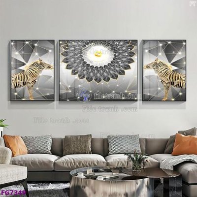 File ảnh File bộ tranh tráng gương hiện đại FG7349 (gốc) in PP, decal
