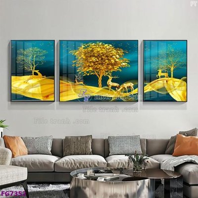 File tranh in trần File bộ tranh tráng gương hiện đại FG7352 (ảnh gốc siêu nét)