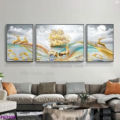 File ảnh File bộ tranh tráng gương hiện đại FG7355 (gốc) dùng in Pano