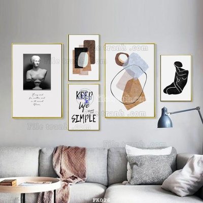 File in mica File tranh hiện đại pha lê gương FK026 (bản gốc) làm vách ngăn