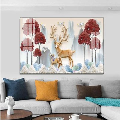 File gốc File tranh hiện đại pha lê gương FK319 (in lụa) tranh thuận buồm