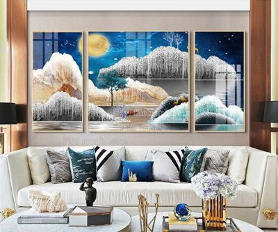 File tranh gốc in trần nhà File tranh hiện đại pha lê gương FT021 3D