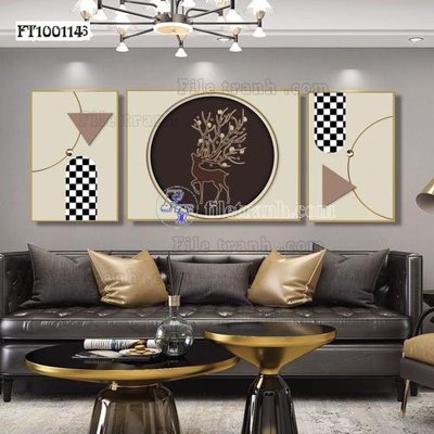 File gốc File tranh hiện đại pha lê gương FT100114 (in lụa) tranh mã đáo