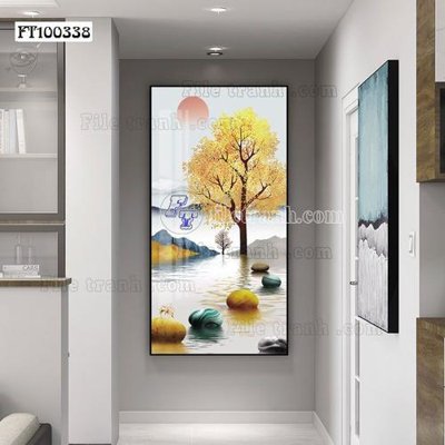 File tranh in trần 3D File tranh hiện đại pha lê gương FT100338 (ảnh gốc)