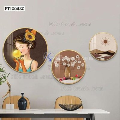 File in mica File tranh hiện đại pha lê gương FT100430 (bản gốc) làm vách ngăn