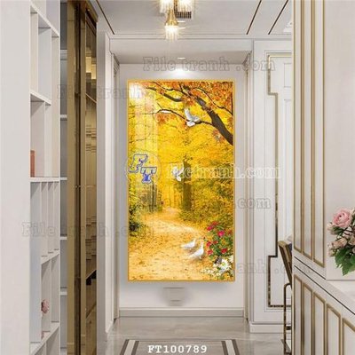 File in mica File tranh hiện đại pha lê gương FT100789 (bản gốc) làm vách ngăn