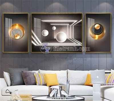 File gốc File tranh hiện đại pha lê gương FT100875 (in lụa) họa tiết 3D