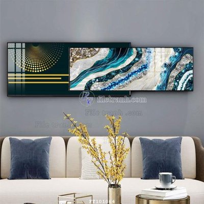 File in lụa File tranh hiện đại pha lê gương FT101064 (hoa văn) File tranh hiện đại pha lê gương FT101064